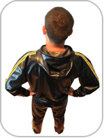latex rubber hooded jogging top, track suit jacket 