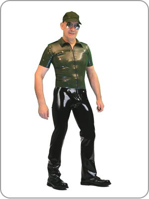 Mens Rubber Skin Jeans Cod Piece (Latex Jeans mit Codpiece)