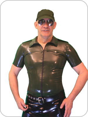 Mens Latex Rubber Police State Trooper Shirt (Gummi Hemden)