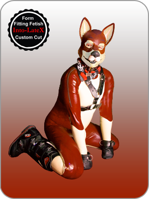 Rubber Pup Catsuit 2 colour front zip  entry Latex Ganzanzug fr Mnner