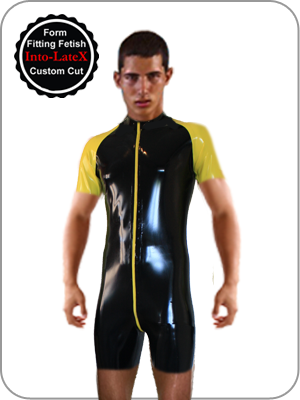 RubberTech-Clothing - Latex Surfsuit Catsuit black, short arms & legs for  men XXS-XXL